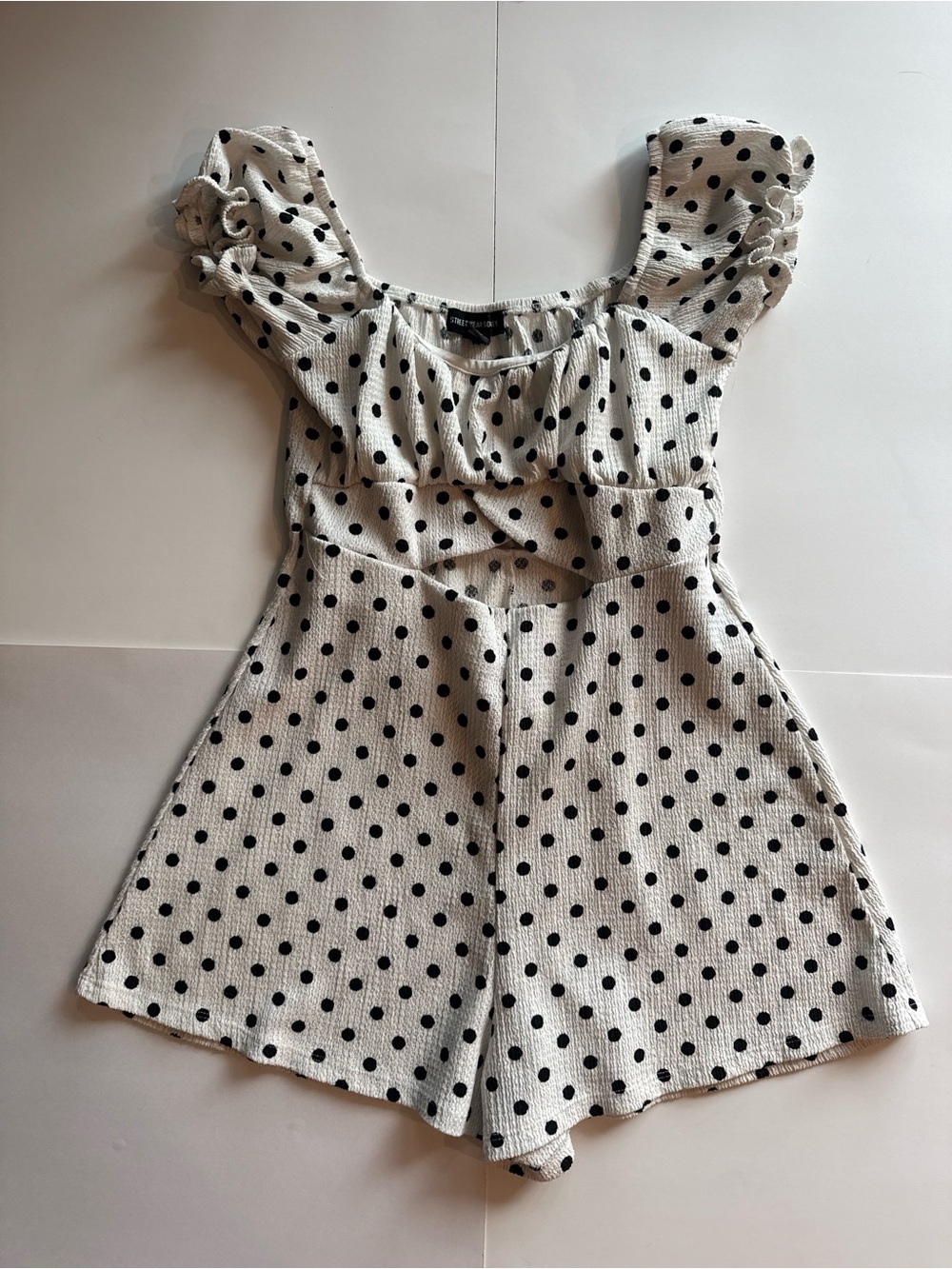 Streetwear Society White and Black Polka Dot Romper